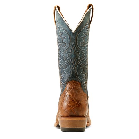 Ariat Men's Bankroll 12" Smokehouse Brown and Ocean Blue Almond Toe Western Boot - 10050932 - 7D