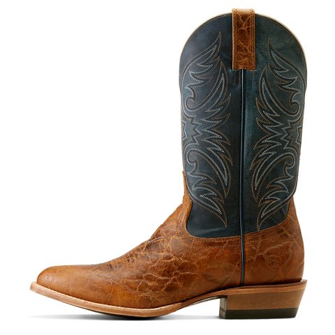 Ariat Men's Bankroll 12" Smokehouse Brown and Ocean Blue Almond Toe Western Boot - 10050932 - 7D