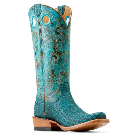 Ariat Women's 13" Futurity Boon Turquoise Sueded Caiman Belly Cutter Toe Western Boot - 10050967 - 5.5B