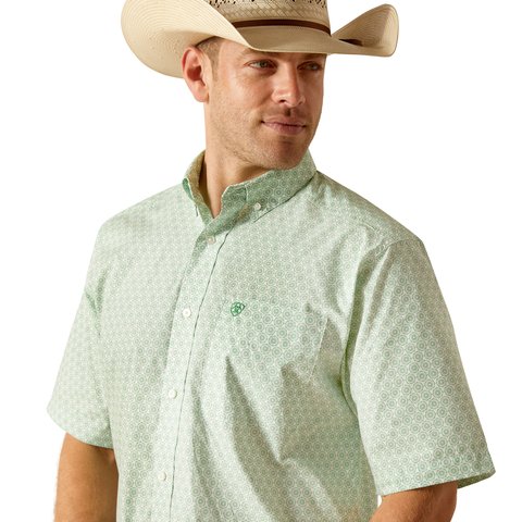 Ariat Men's Dimitri Classic Fit Short Sleeve Shirt - Celedon Glass Green - 10051275 - XS