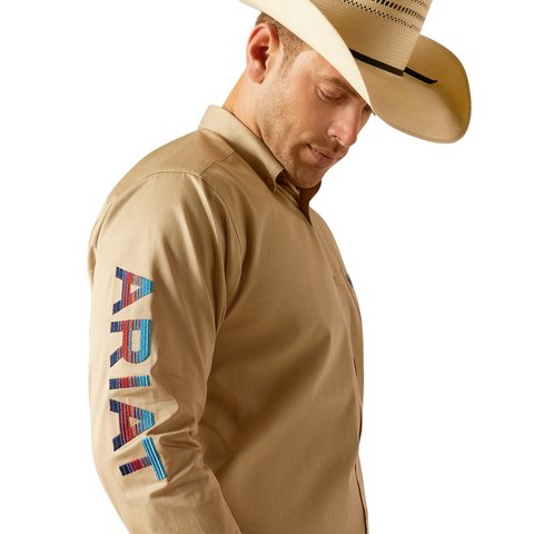 Ariat Men's Team Logo Twill Classic Fit Shirt - Khaki - 10051338 - XS