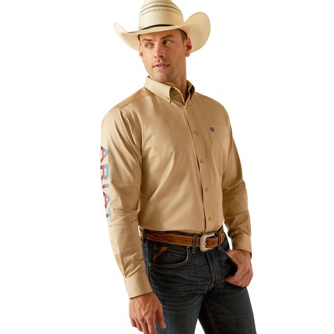 Ariat Men's Team Logo Twill Classic Fit Shirt - Khaki - 10051338 - XS