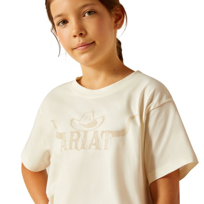 Ariat Girls Wild Hat Coconut Milk T-Shirt - 10051420 - XS