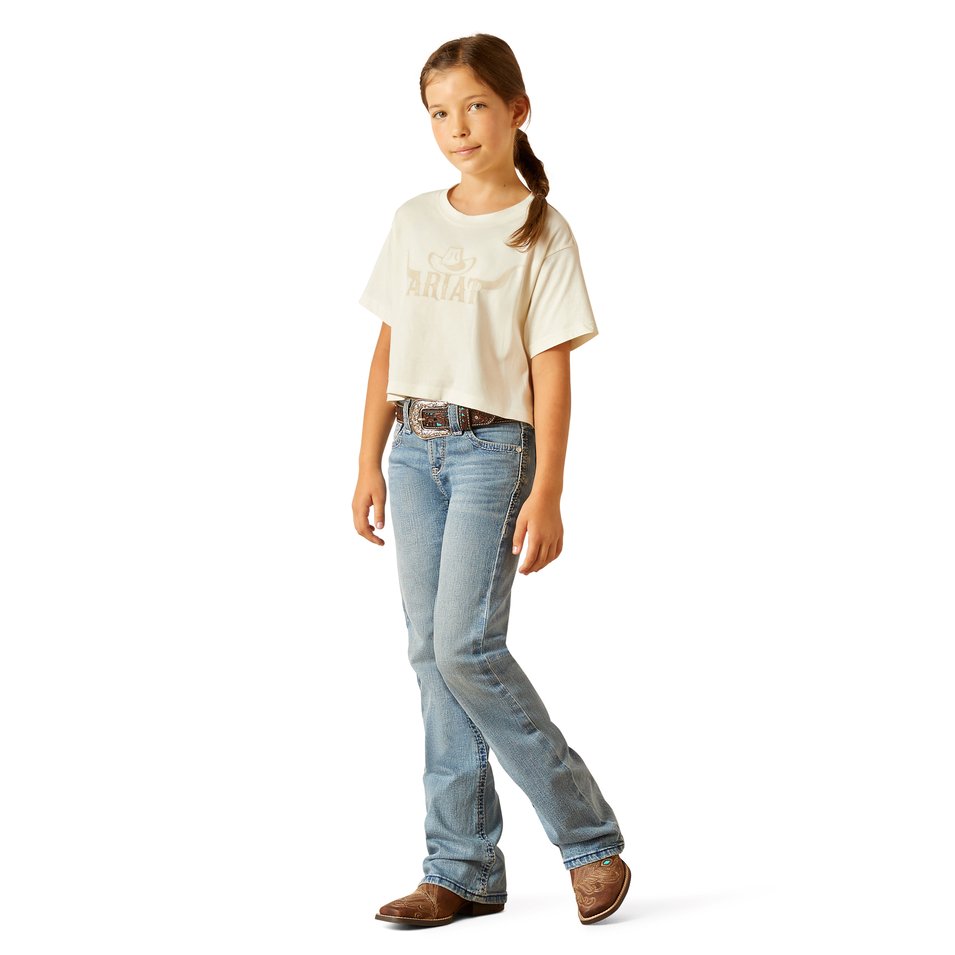 Ariat Girls Wild Hat Coconut Milk T-Shirt - 10051420 - XS