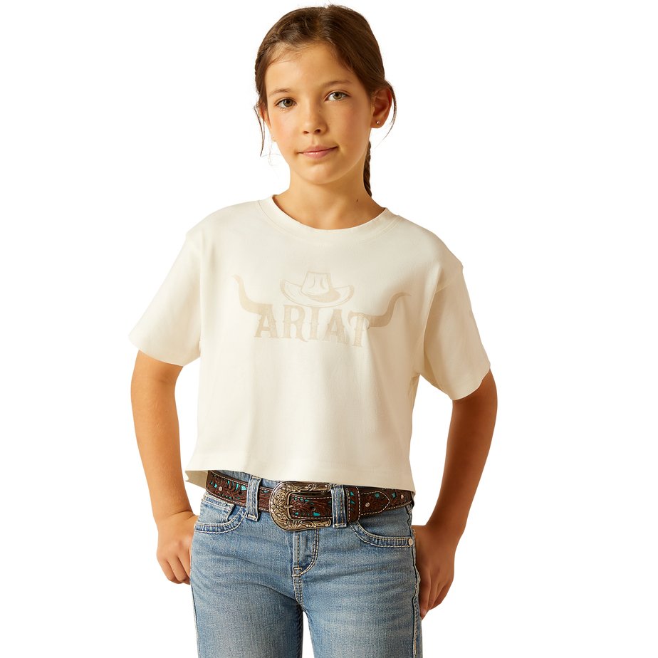 Ariat Girls Wild Hat Coconut Milk T-Shirt - 10051420 - XS