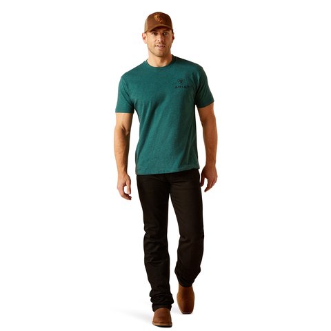 Ariat Men's Abilene Dark Teal Heather Shield T-Shirt - 10051455 - S