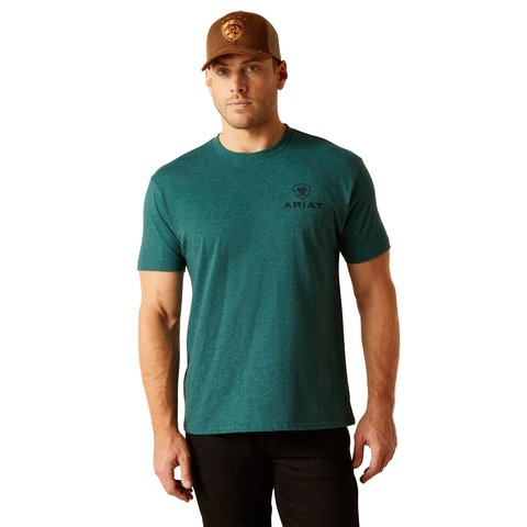 Ariat Men's Abilene Dark Teal Heather Shield T-Shirt - 10051455 - S