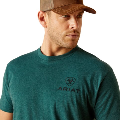 Ariat Men's Abilene Dark Teal Heather Shield T-Shirt - 10051455 - S