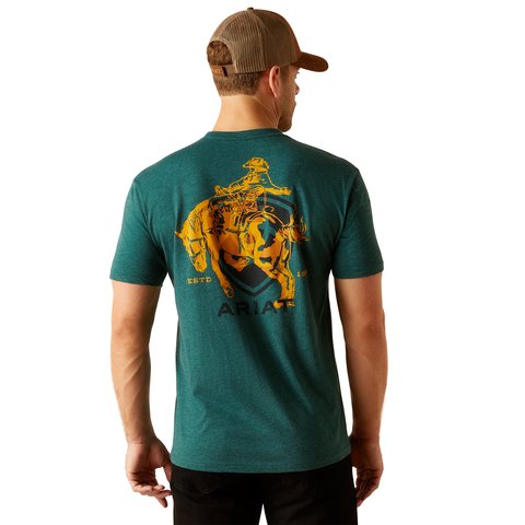 Ariat Men's Abilene Dark Teal Heather Shield T-Shirt - 10051455 - S