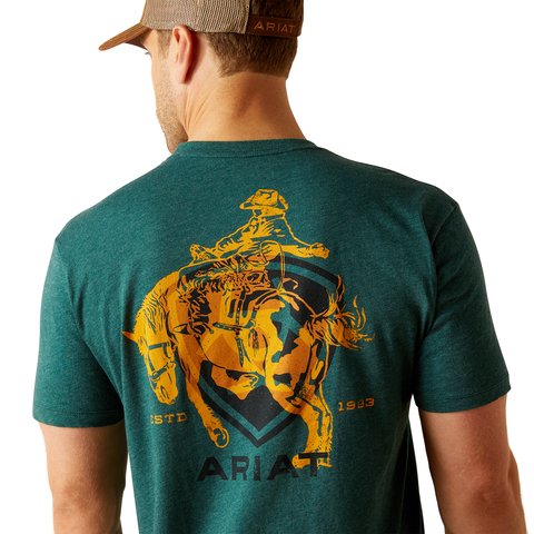 Ariat Men's Abilene Dark Teal Heather Shield T-Shirt - 10051455 - S