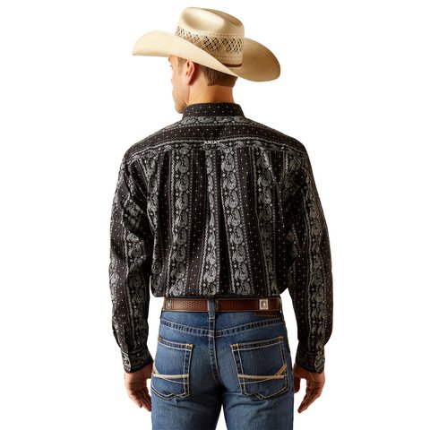 Ariat Men's Jared Classic Fit Long Sleeve Black Print Shirt - 10051460 - XS