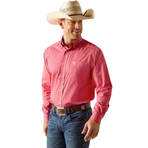 Ariat Men's Wrinkle Free Brennan Classic Fit Long Sleeve Shirt - Pink - 10051473 - XS