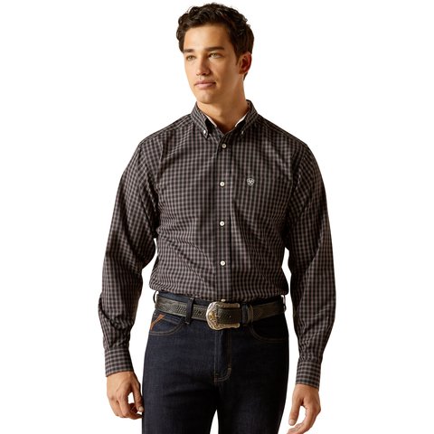 Ariat Men's Wrinkle Free Brooklyn Black Long Sleeve Fitted Shirt - 10051476 - XS