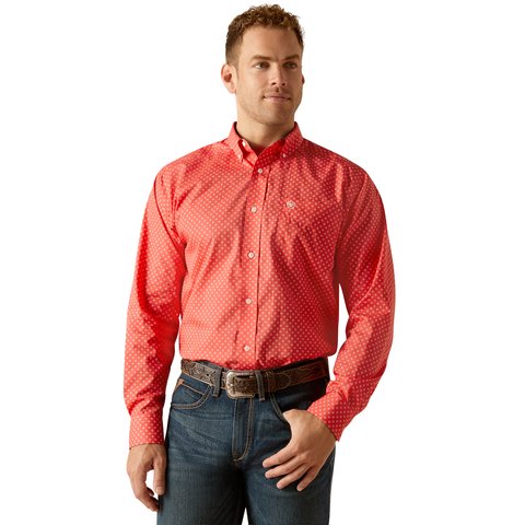 Ariat Men's Wrinkle Free Wilkie Classic Fit Long Sleeve Shirt - Cayenne - 10051481 - XS