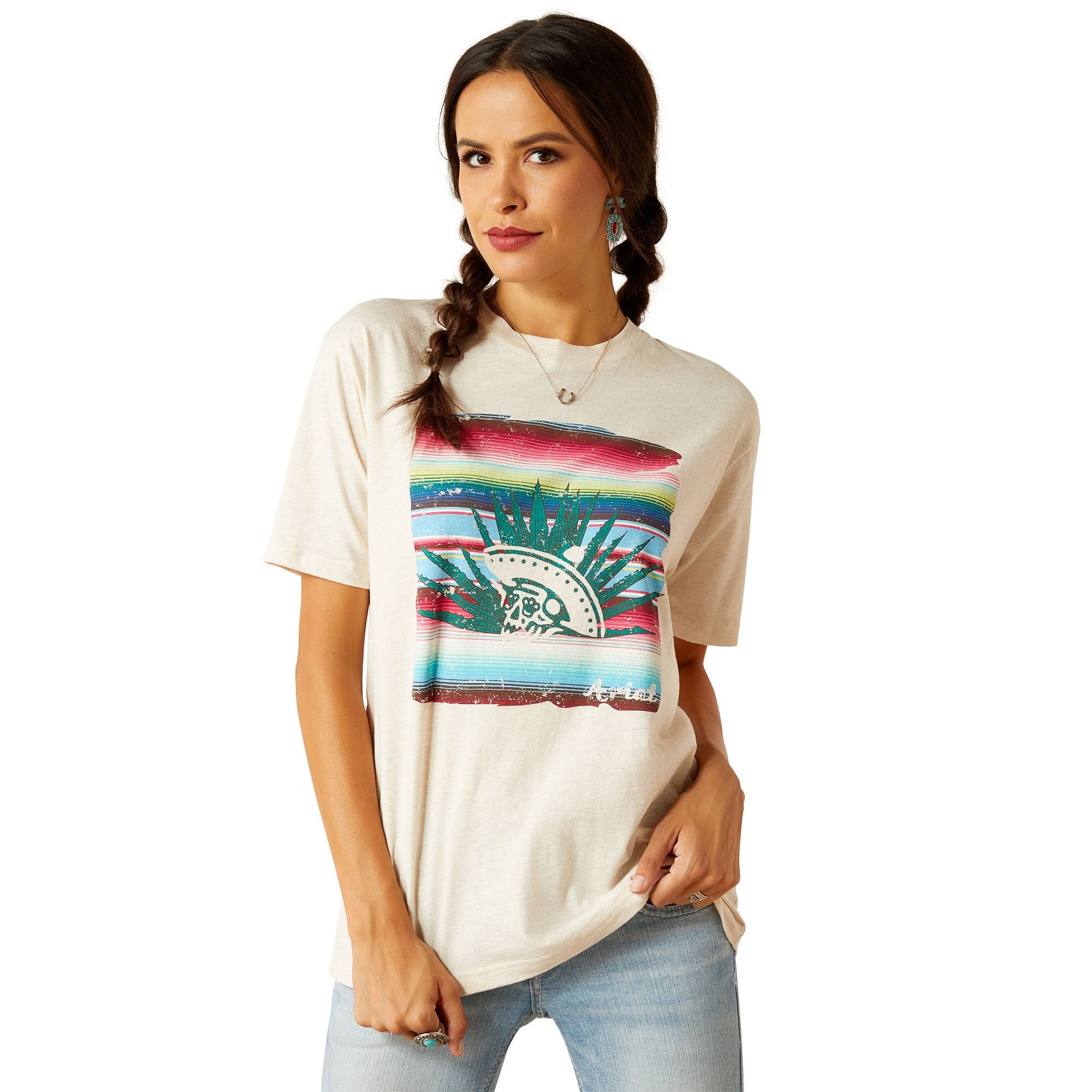 Ariat Women's Oatmeal Heather Lola T-Shirt - 10051488 - XS