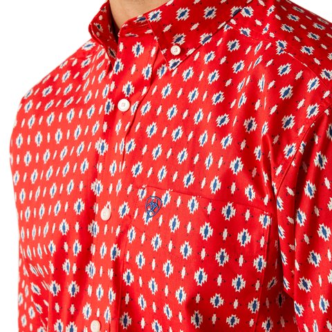 Ariat Men's Decker Classic Fit Short Sleeve Shirt - Beacon Red - 10051494 - XS