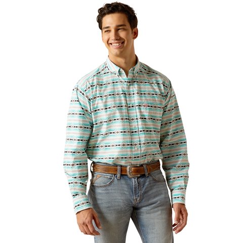 Ariat Men's Jefferson Classic Fit Long Sleeve Shirt - Ice Green - 10051495 - XS