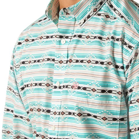 Ariat Men's Jefferson Classic Fit Long Sleeve Shirt - Ice Green - 10051495 - XS