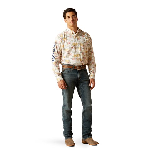 Ariat Men's Team Charlie Classic Fit Long Sleeve Shirt - Gardenia - 10051521 - XS