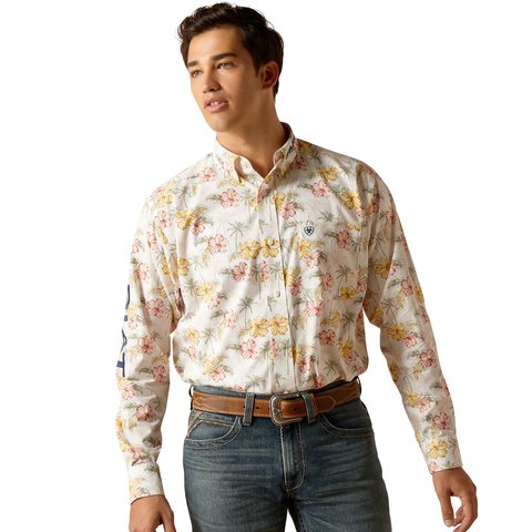 Ariat Men's Team Charlie Classic Fit Long Sleeve Shirt - Gardenia - 10051521 - XS