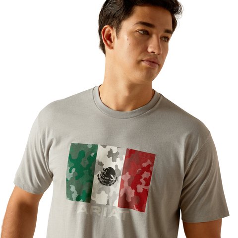 Ariat Men's Mexico Stone Heather Camo Flag T-Shirt - 10051751 - S