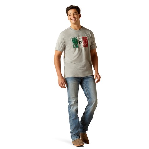 Ariat Men's Mexico Stone Heather Camo Flag T-Shirt - 10051751 - S