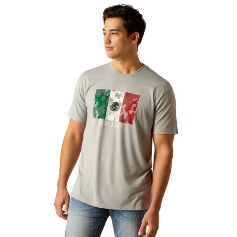 Ariat Men's Mexico Stone Heather Camo Flag T-Shirt - 10051751 - S