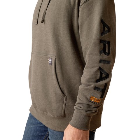 Ariat Men's Rebar Beluga Heather Grey Graphic Work Hoodie - 10051976 - XS