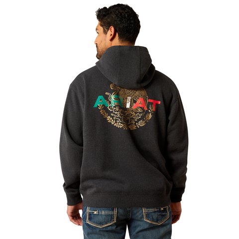 Ariat Men's Black Heather Mexico Flag Lockup Hoodie - 10051998 - S