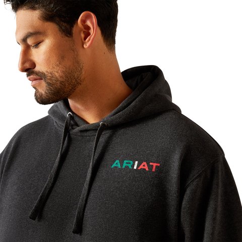 Ariat Men's Black Heather Mexico Flag Lockup Hoodie - 10051998 - S