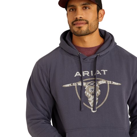 Ariat Men's Odyssey Grey Southwestern Longhorn Hoodie - 10052004 - S