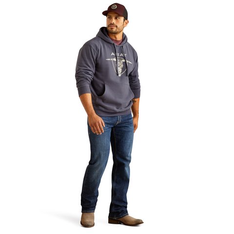 Ariat Men's Odyssey Grey Southwestern Longhorn Hoodie - 10052004 - S