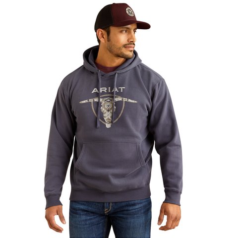 Ariat Men's Odyssey Grey Southwestern Longhorn Hoodie - 10052004 - S