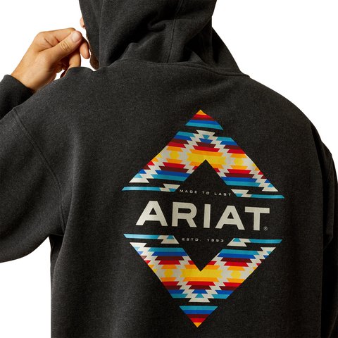 Ariat Men's Black Heather Diamond Canyon Hoodie - 10052007 - S