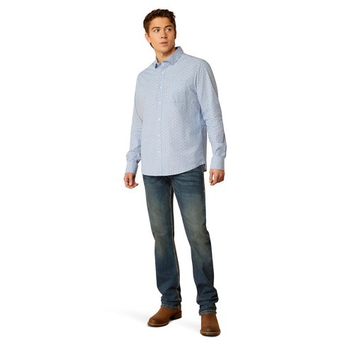 Ariat Men's Memphis Modern Fit Blue Long Sleeve Shirt - 10052301 - XS