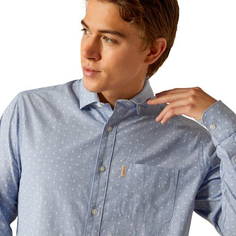 Ariat Men's Memphis Modern Fit Blue Long Sleeve Shirt - 10052301 - XS