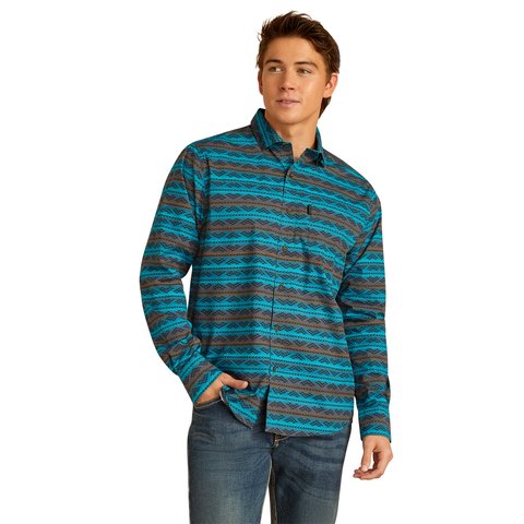 Ariat Men's Madison Modern Fit Turquoise Long Sleeve Shirt - 10052306 - XS