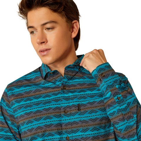 Ariat Men's Madison Modern Fit Turquoise Long Sleeve Shirt - 10052306 - XS