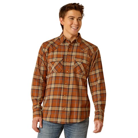 Ariat Men's Haiden Retro Fit Roasted Pecan Long Sleeve Shirt - 10052319 - XS