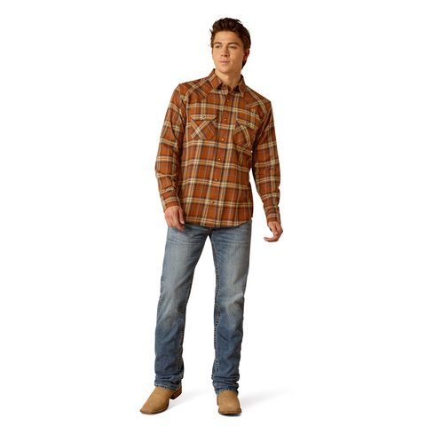 Ariat Men's Haiden Retro Fit Roasted Pecan Long Sleeve Shirt - 10052319 - XS