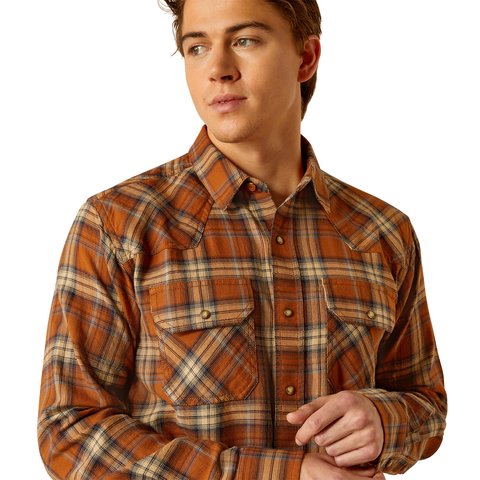 Ariat Men's Haiden Retro Fit Roasted Pecan Long Sleeve Shirt - 10052319 - XS