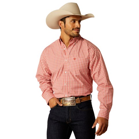 Ariat Men's Pro Series Roscoe Classic Fit Red Long Sleeve Shirt - 10052329 - XS