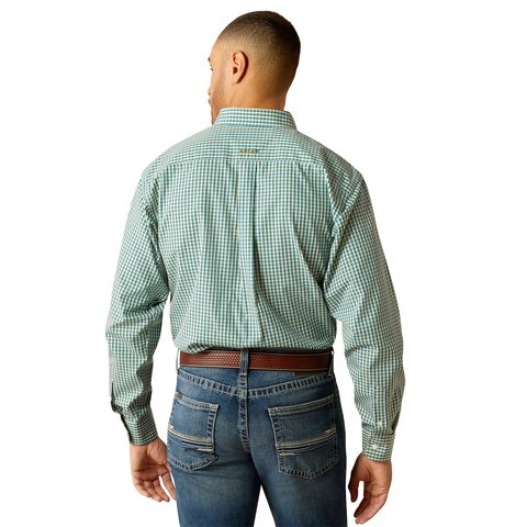 Ariat Men's Wrinkle Free Gus Classic Fit Teal Long Sleeve Shirt - 10052378 - XS