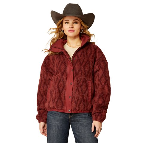 Ariat Women's Tonal Port Print Sherpa Blocked Jacket - 10052399 - XS