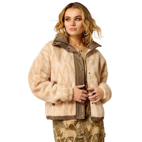 Ariat Women's Tonal Sand Print Sherpa Blocked Jacket - 10052440 - XS