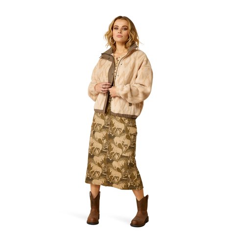 Ariat Women's Tonal Sand Print Sherpa Blocked Jacket - 10052440 - XS