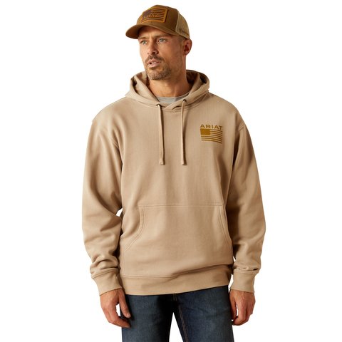 Ariat Men's Beige Camo Hex Graphic Hoodie - 10052460 - S