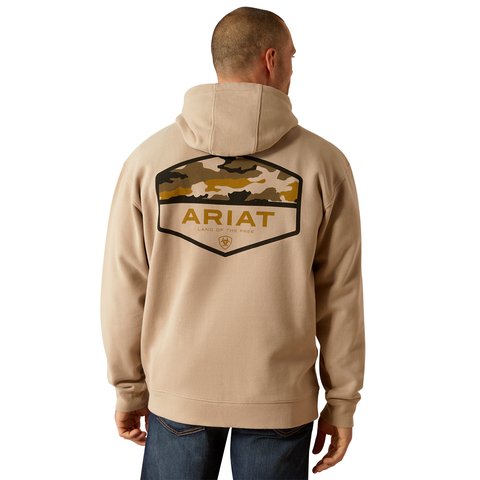 Ariat Men's Beige Camo Hex Graphic Hoodie - 10052460 - S