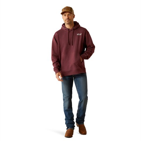 Ariat Men's Berry Bark Heather Western Vertical Flag Hoodie - 10052462 - S