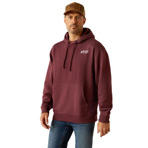 Ariat Men's Berry Bark Heather Western Vertical Flag Hoodie - 10052462 - S